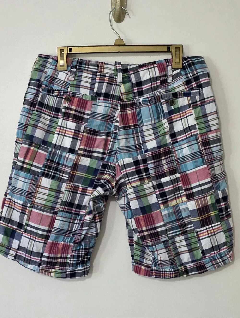 Gap Lived In Madras Patchwork Plaid Shorts Cotton Breathable Preppy Nantucket 32
